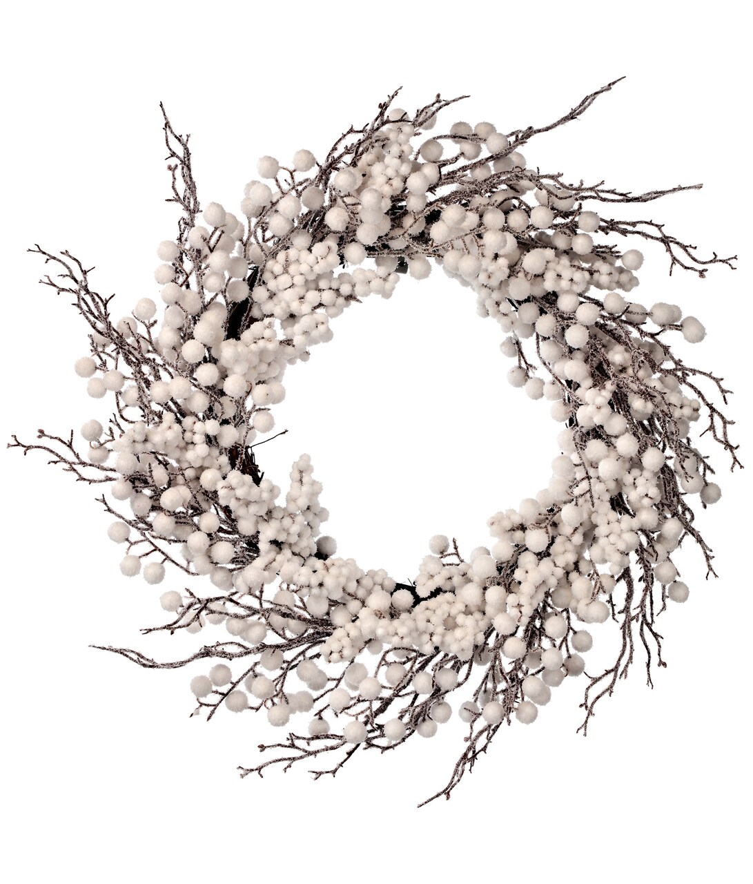 Contemporary Home Living White Winter Berry Artificial Christmas Wreath, 26-Inch, Unlit